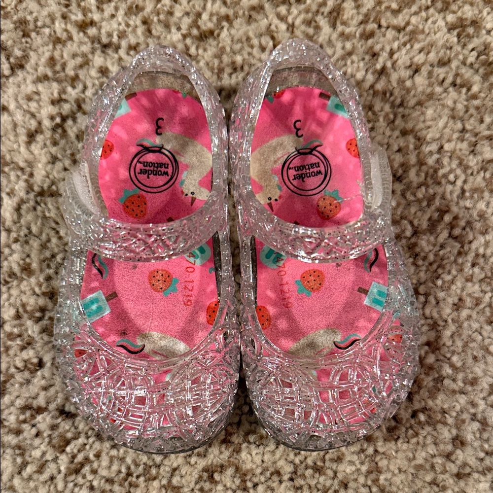 Wonder Nation Kids Glitter Jellies - Silver